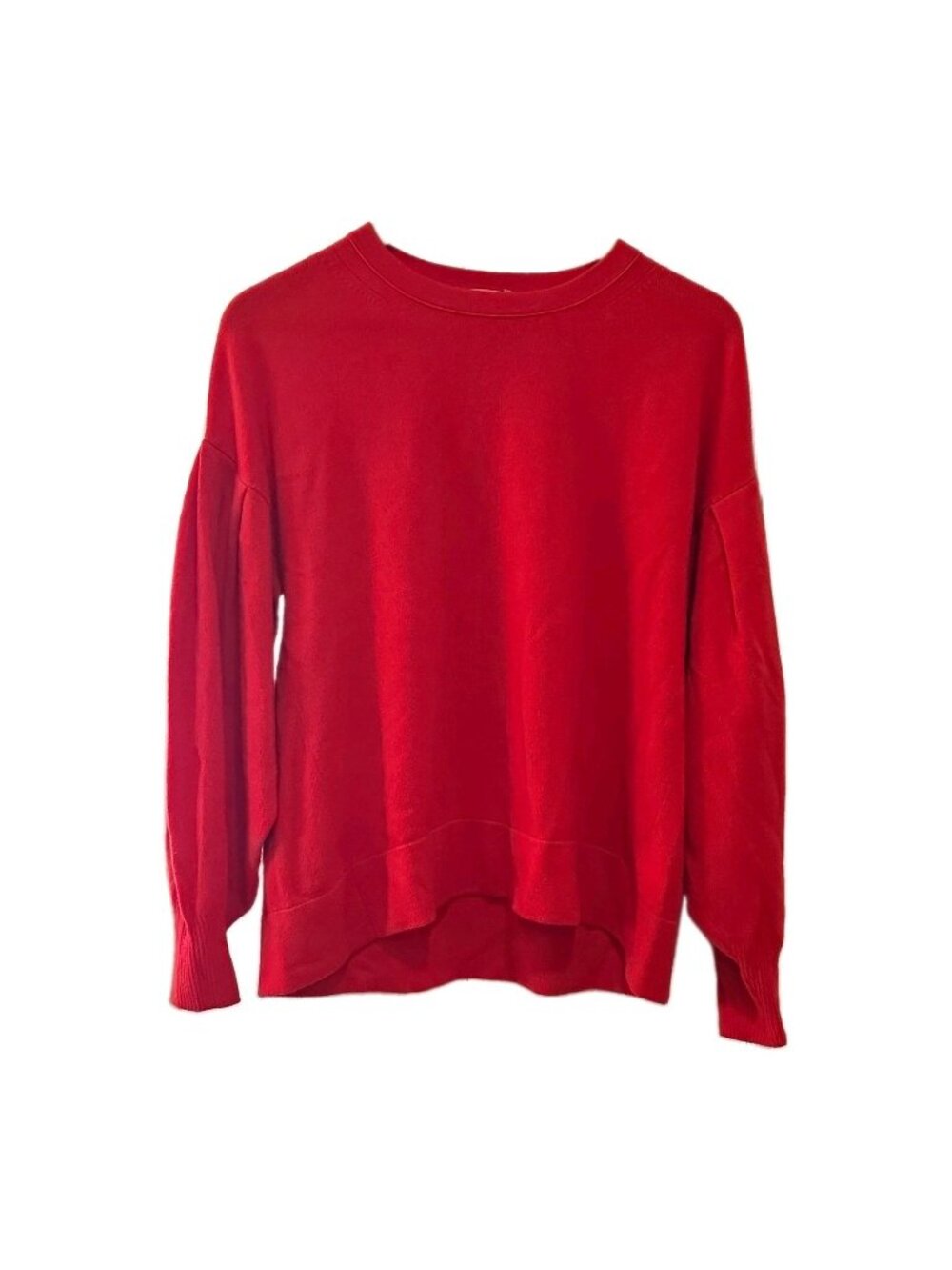 Vince Red Cashmere Sweater Knit Crewneck Pullover Poofy Sleeve Womens M